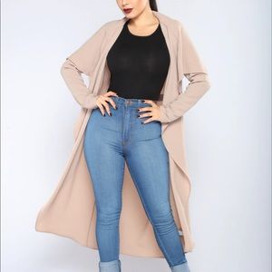 Taupe cardigan duster